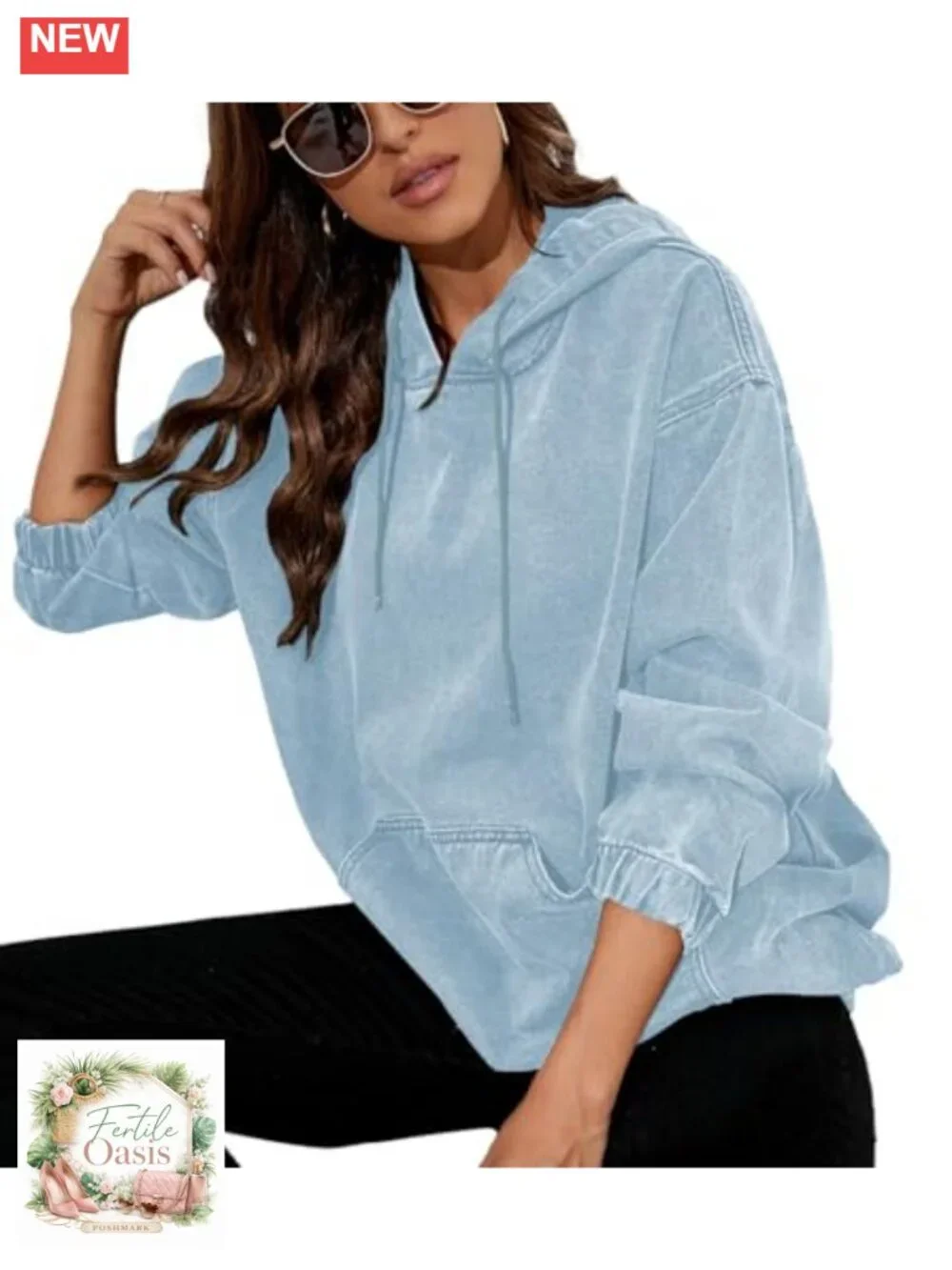 Lightweight Cotton Denim Hoodie Long Sleeve Pullover with Pockets